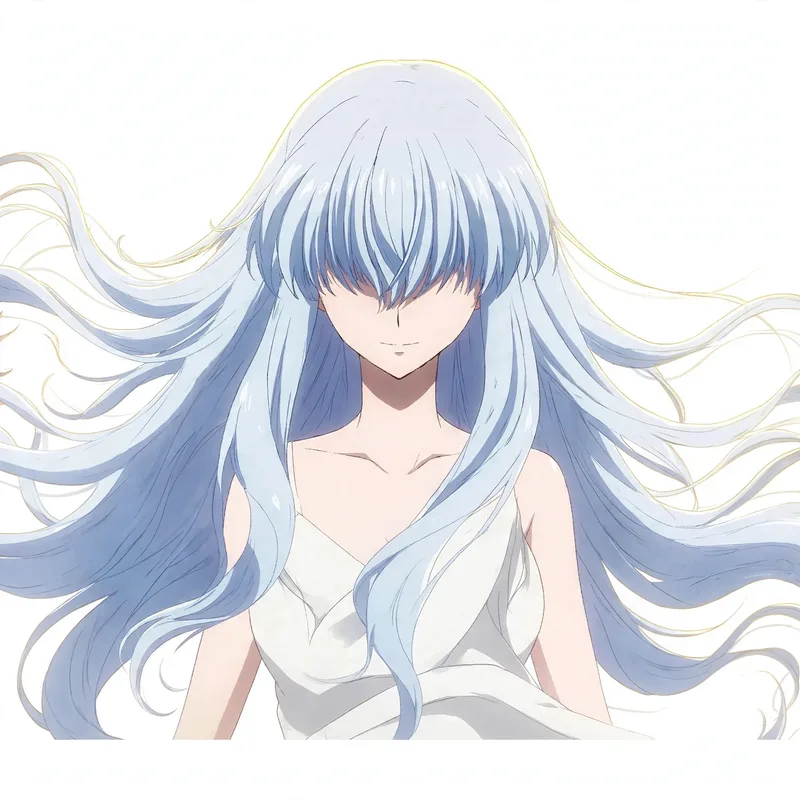 Raphael — anime-style portrait with long flowing silver-blue hair
